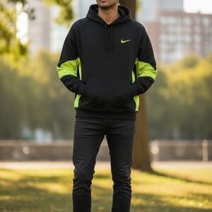 Nike Therma-Fit Black Hoodie with Neon Accents